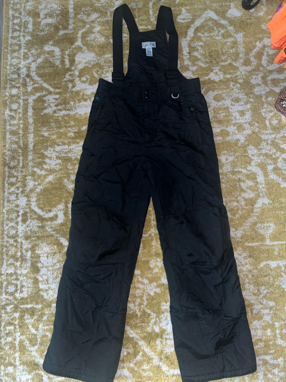 Youth Black Insulated Slalom  Snow Bib Ski Pants with Adjustable Straps